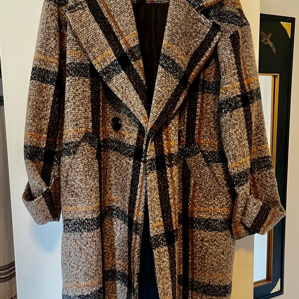 Kensie Checkered Wool Blend Jacket